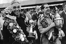 Ascari winning the British GP with 2nd place Taruffi - 1952